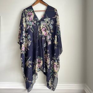 Band of Gypsies Sz S/M Floral Sheer Button Front Cardigan Swimwear Cover Up